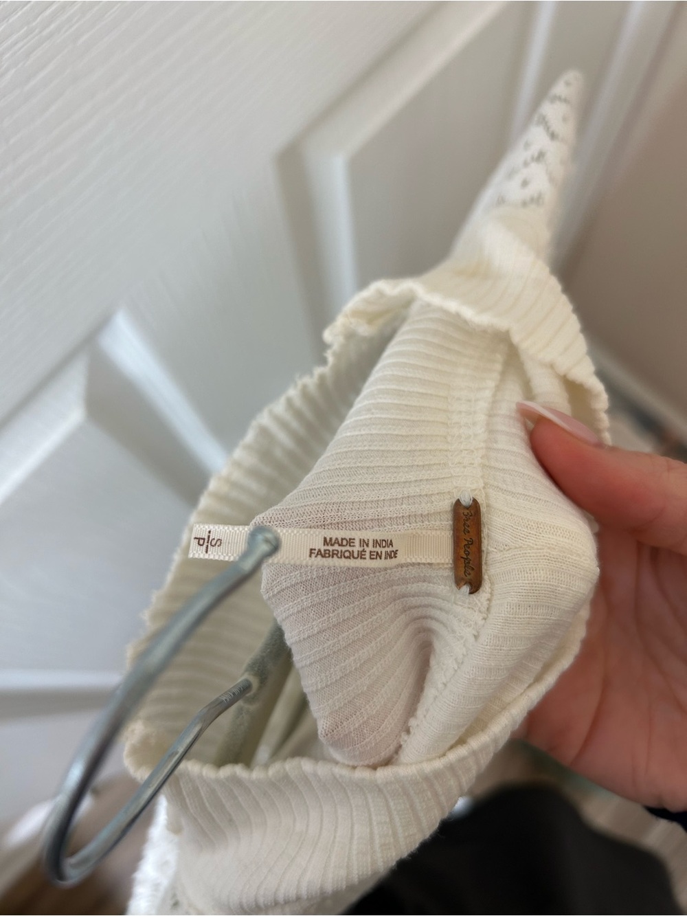 Free People Cream Ribbed Knit top - Picture 2 of 3
